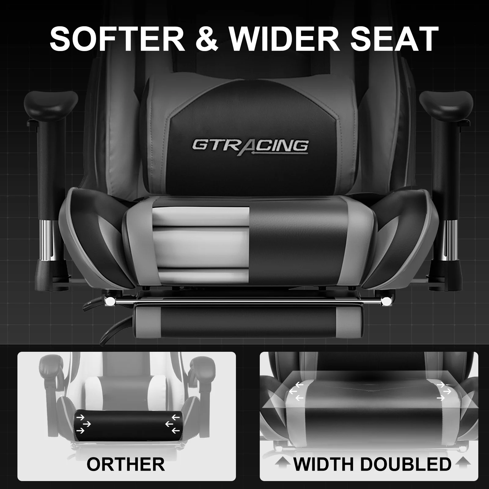 GTRACING Gaming Chair, Ergonomic Office Desk Chair with Lumbar Support, PU Leather, Footrest & Adjustable Headrest, Red - Image 68