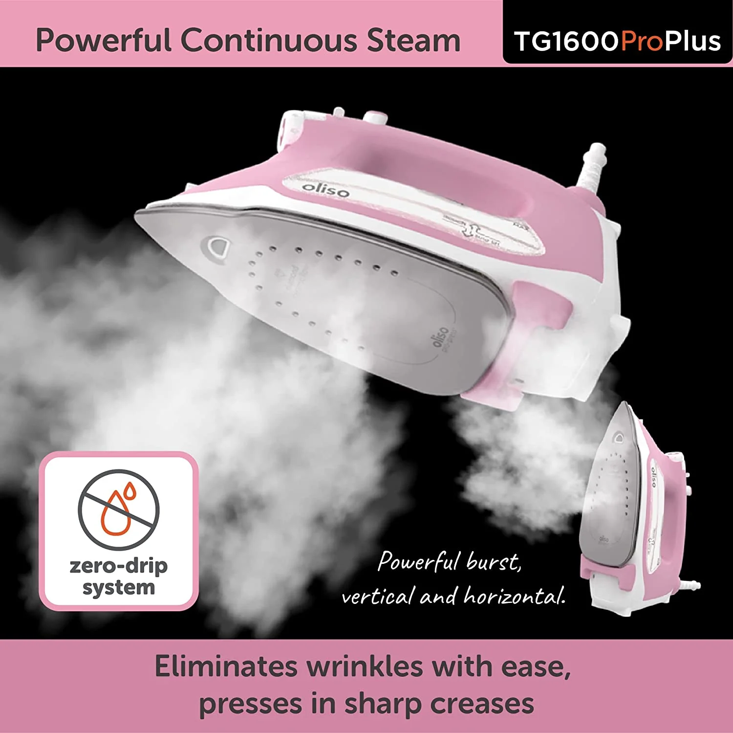 Oliso Pro Plus Ceramic-Coated Steam Iron, Blue - Image 12