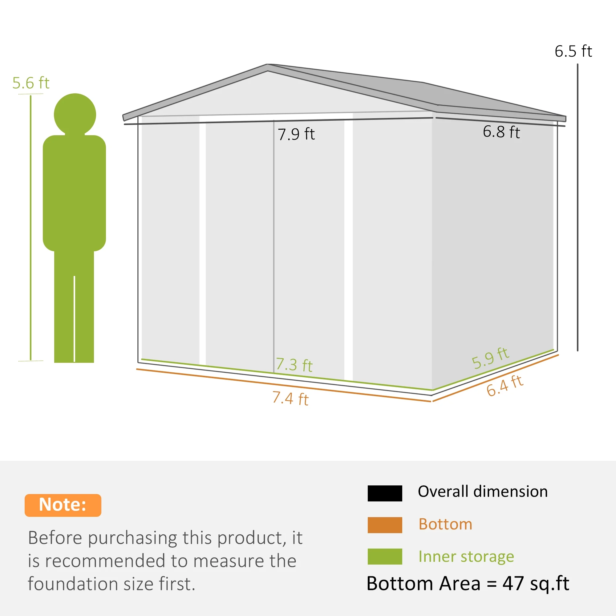 Outsunny 7' x 4' Metal Storage Shed Organizer, Garden Tool House with 4 Vents and 2 Sliding Doors for Backyard, Patio, Garage, Lawn, Dark Gray - Image 56