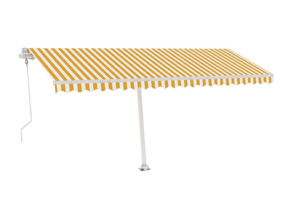 Toldo automático sensor de viento LED 500x350cm Amarillo y blanco