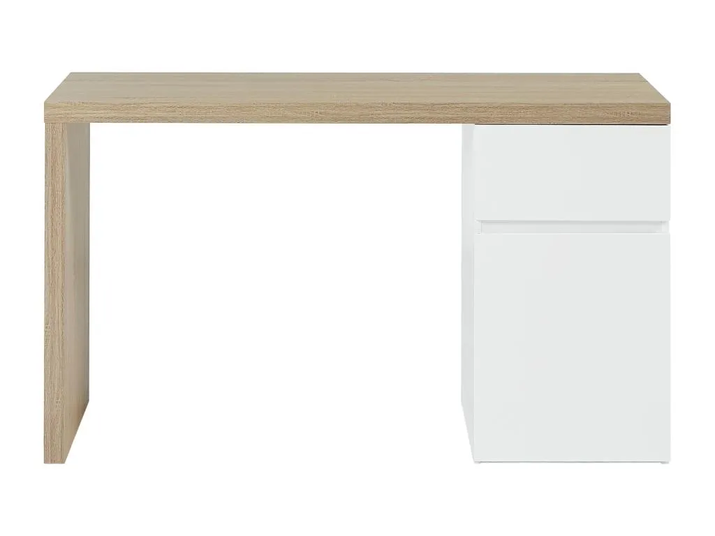 Escritorio con 1 cajón y 1 armario - Color - Natural y blanco - Decoencanto