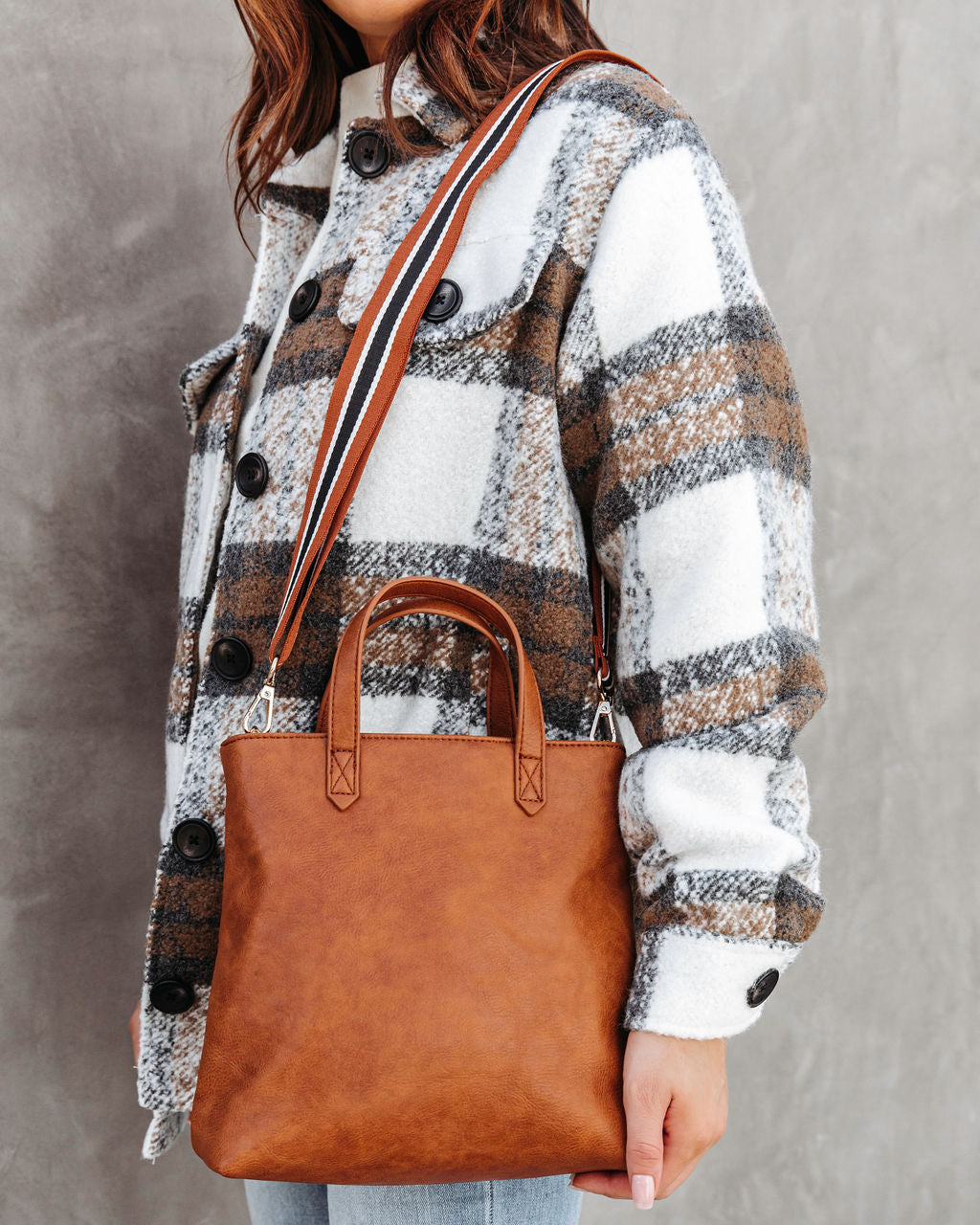 Trina Faux Leather Crossbody Bag - Tan - Se7enfashion