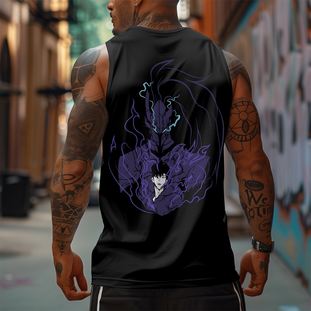 Oversized Anime Print Gym Tank Top