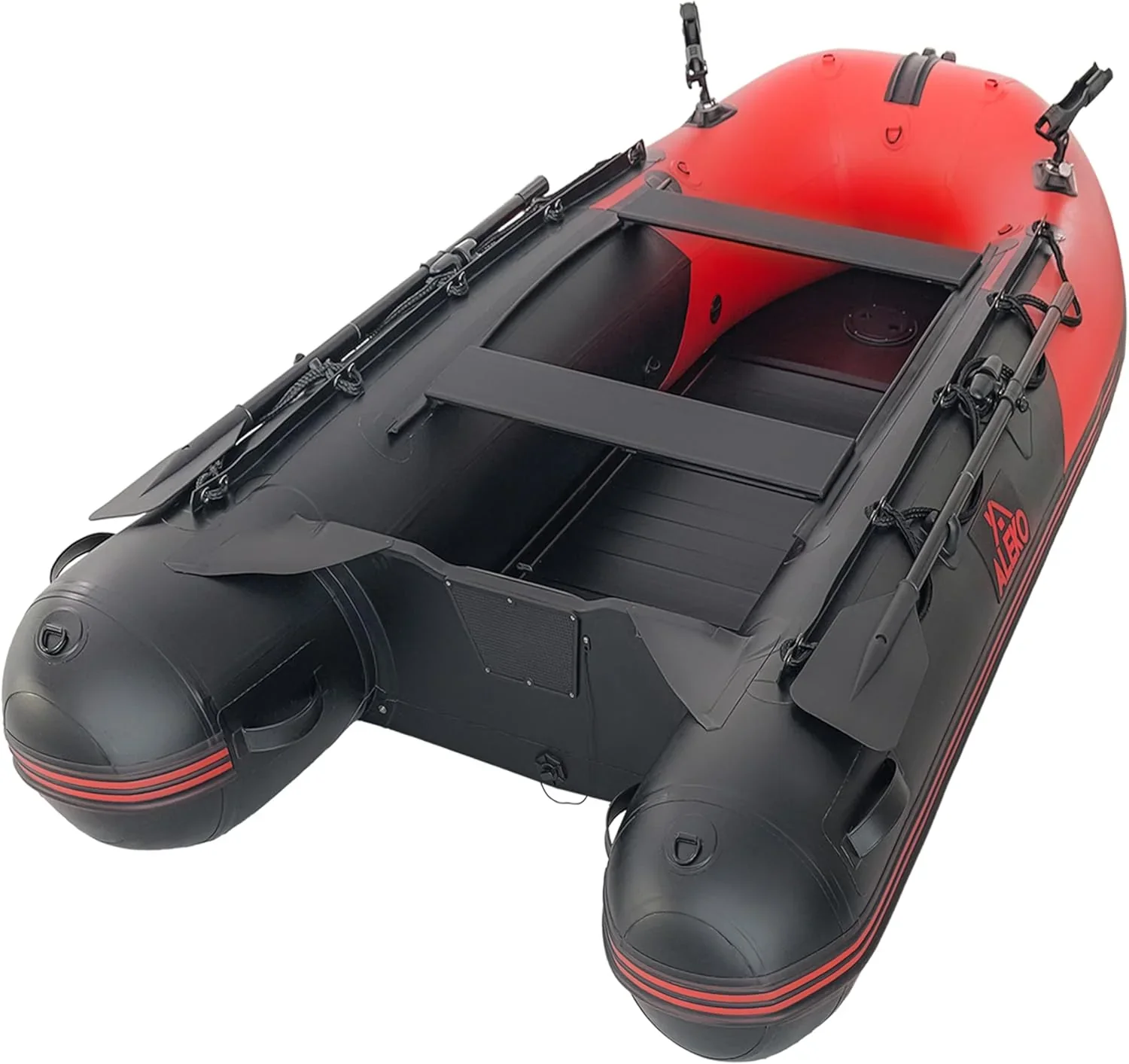 Inflatable Boat | Yacht Dinghy Tender Raft | Multi Person Fishing Boat | Aluminum Floor Oars | Fishing Rod Holders | Heavy-Duty PVC | 2024 Model |