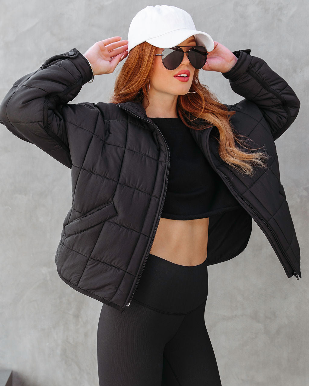 Hunter Quilted Pocketed Jacket - Black - Se7enfashion