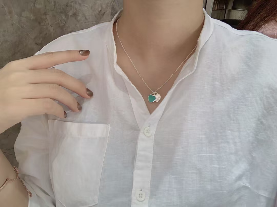 Tiffany Double Heart Tag Pendant Necklace - Original Replica Club