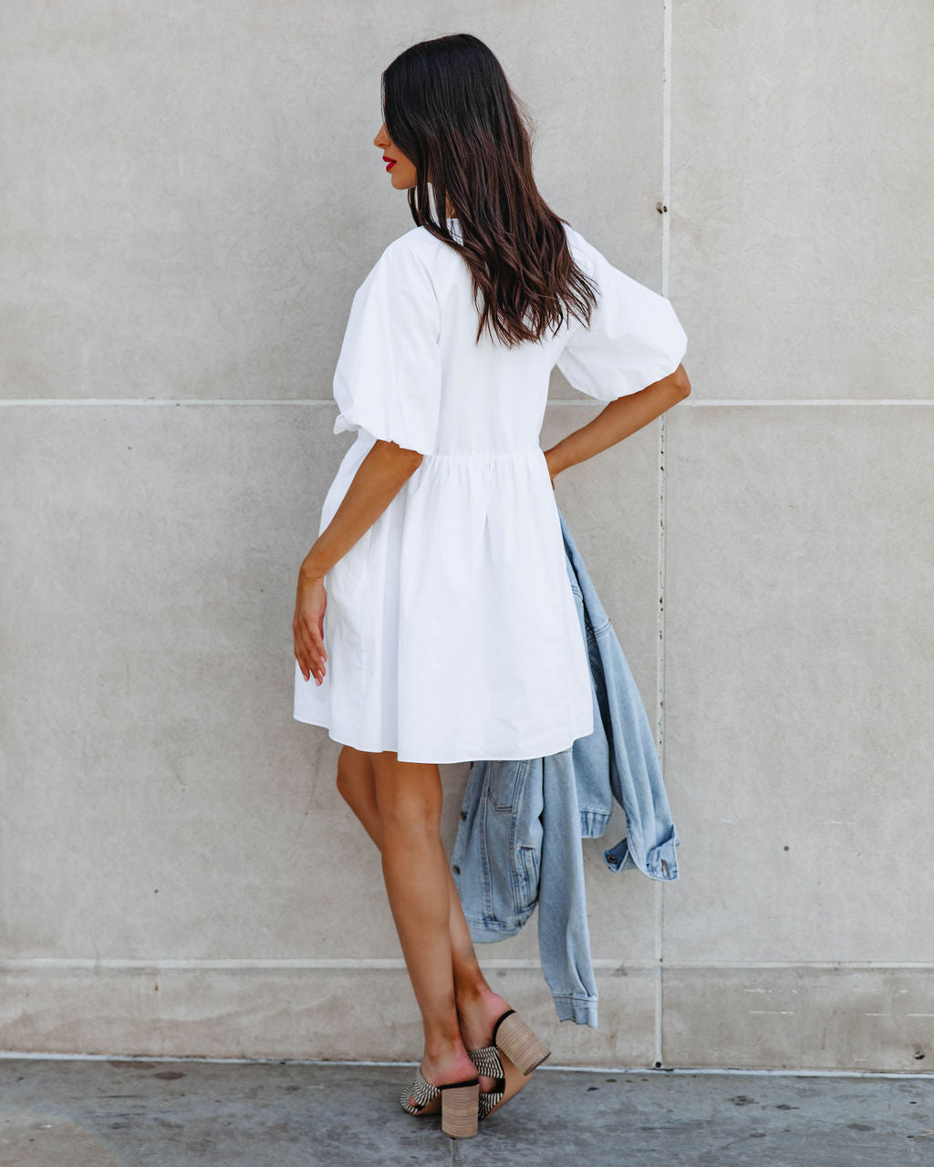 Dodie Cotton Pocketed Puff Sleeve Babydoll Dress - White - FINAL SALE - Se7enfashion