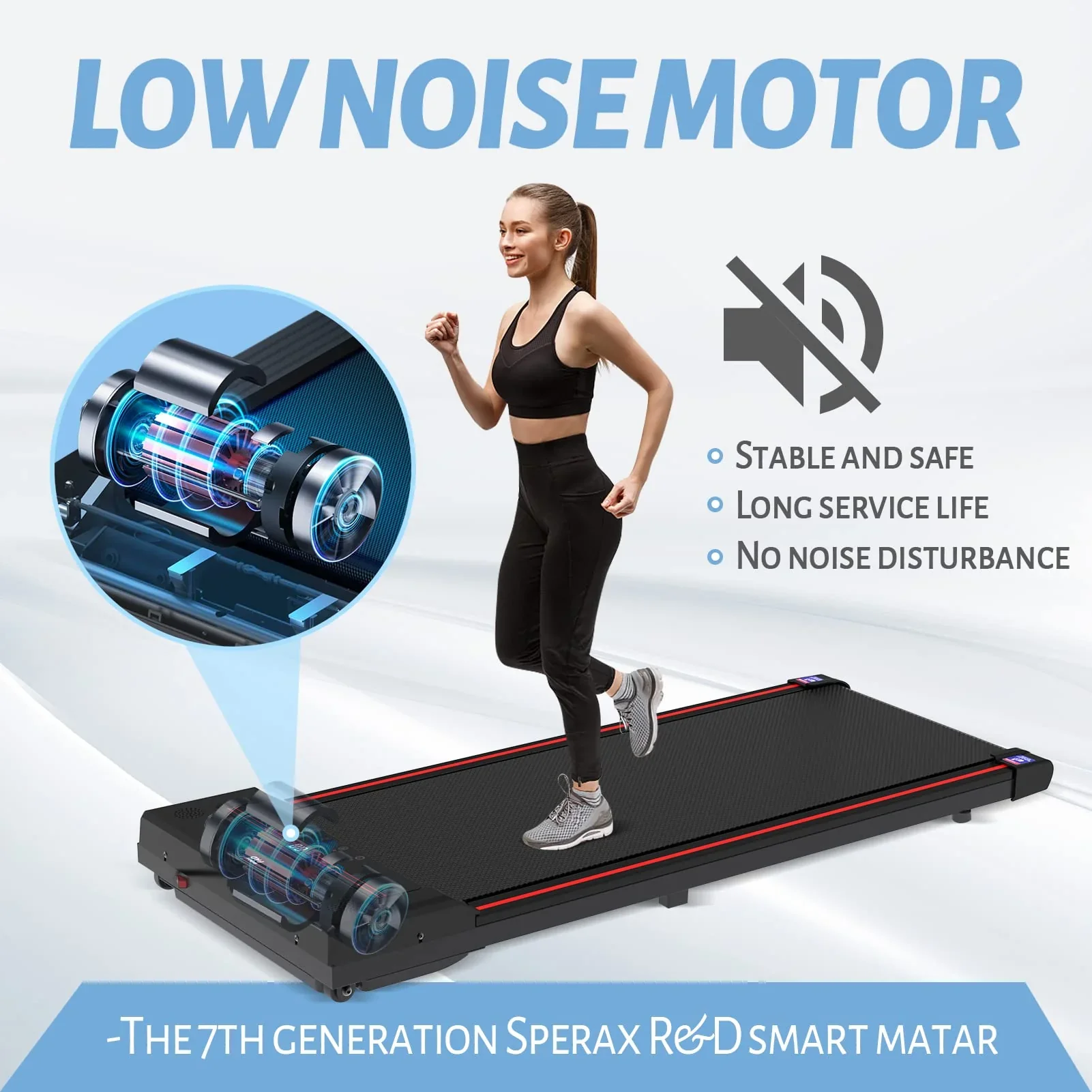 Sperax Under Desk Walking Pad Treadmill, 2.5 Horsepower, 320 lb Capacity - Image 4 Sperax Under Desk Walking Pad Treadmill, 2.5 Horsepower, 320 lb Capacity - Image 4