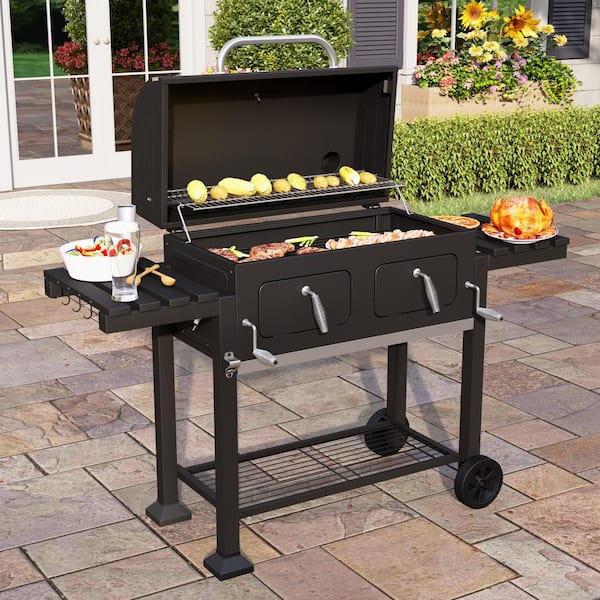 Heavy-duty Outdoor Barrel Charcoal Grill in Black - Image 6