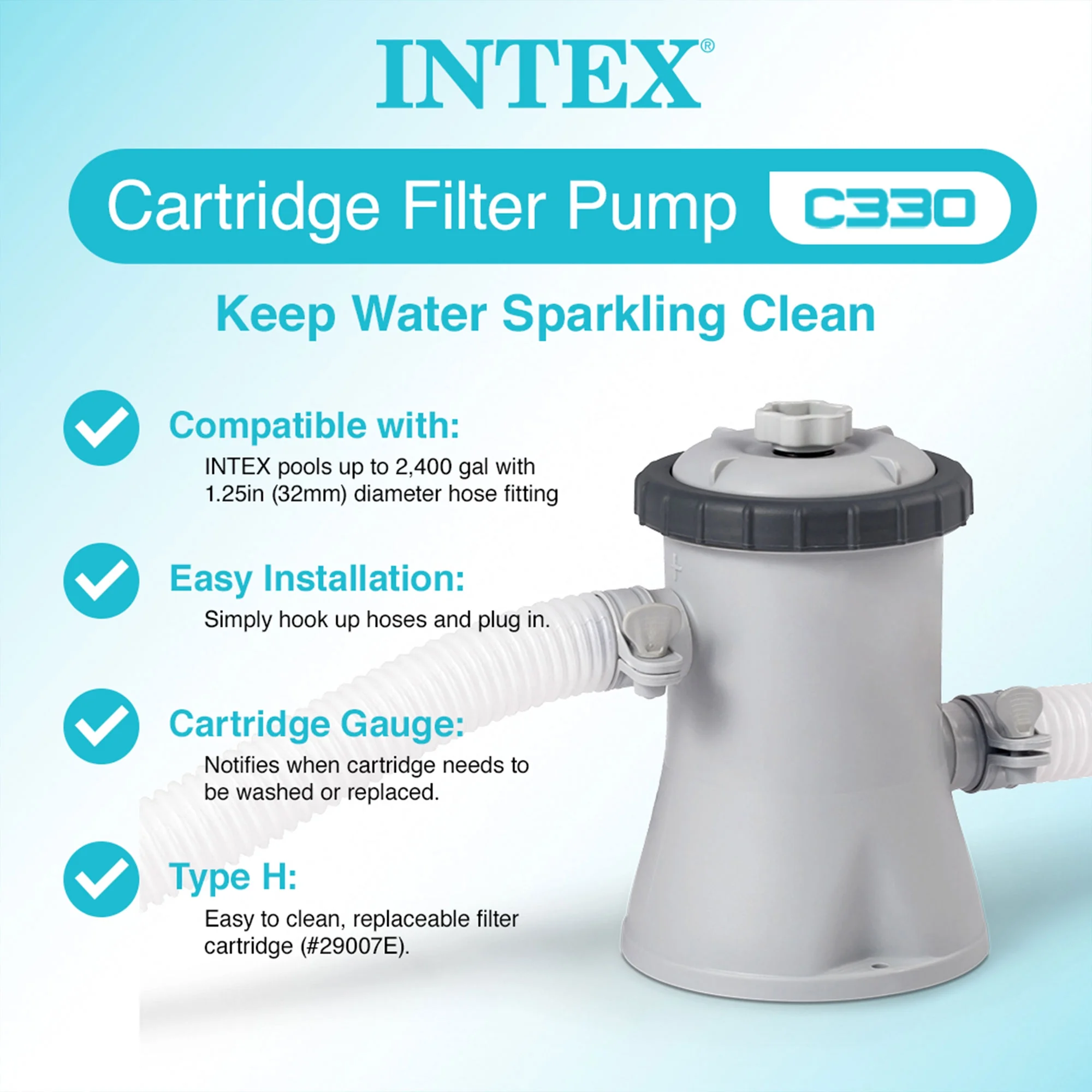 Intex 28601EG 330 GPH Easy Set Swimming Pool Cartridge Filter Pump with GFCI - Image 4
