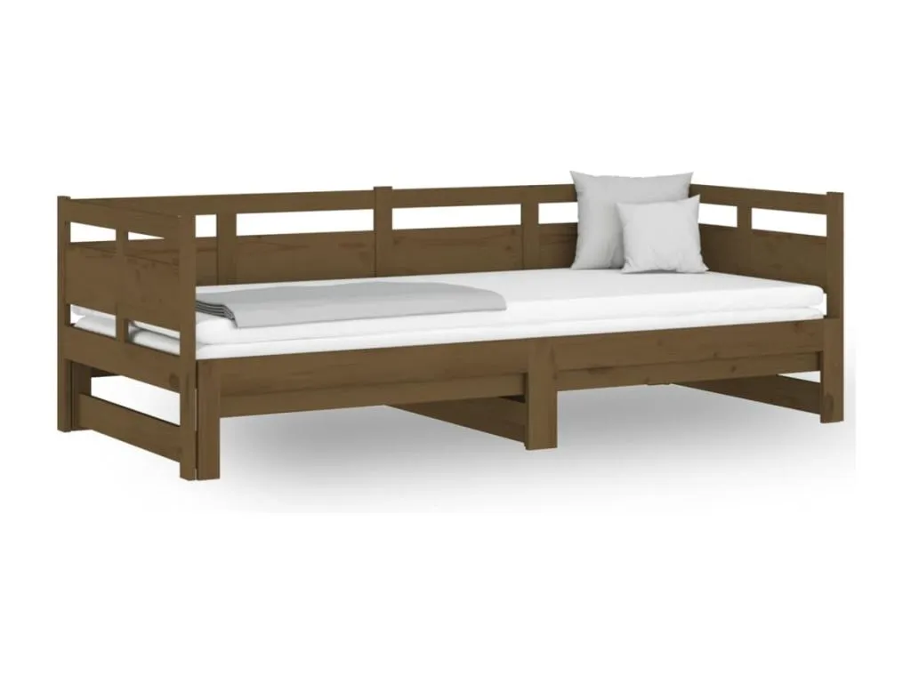 Sofá cama extraíble Decopractico marrón miel 2x(80x200) cm 80686JPMS