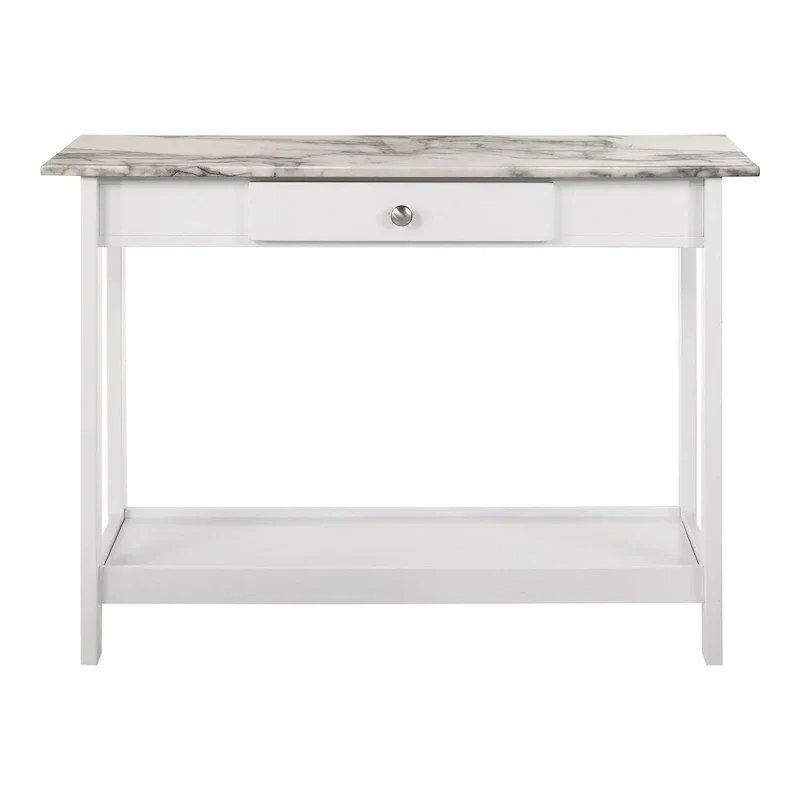 Denhour DH BASIC 4-Piece Open-Shelf Coffee Table Set with Drawer in Transitional Rubberwood