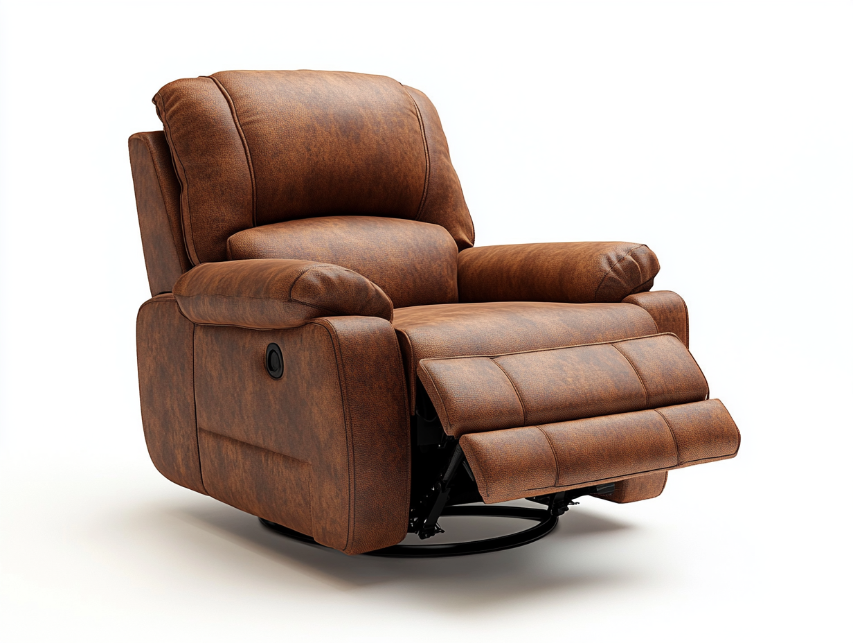 Sillón reclinable eléctrico con apariencia de cuero marrón