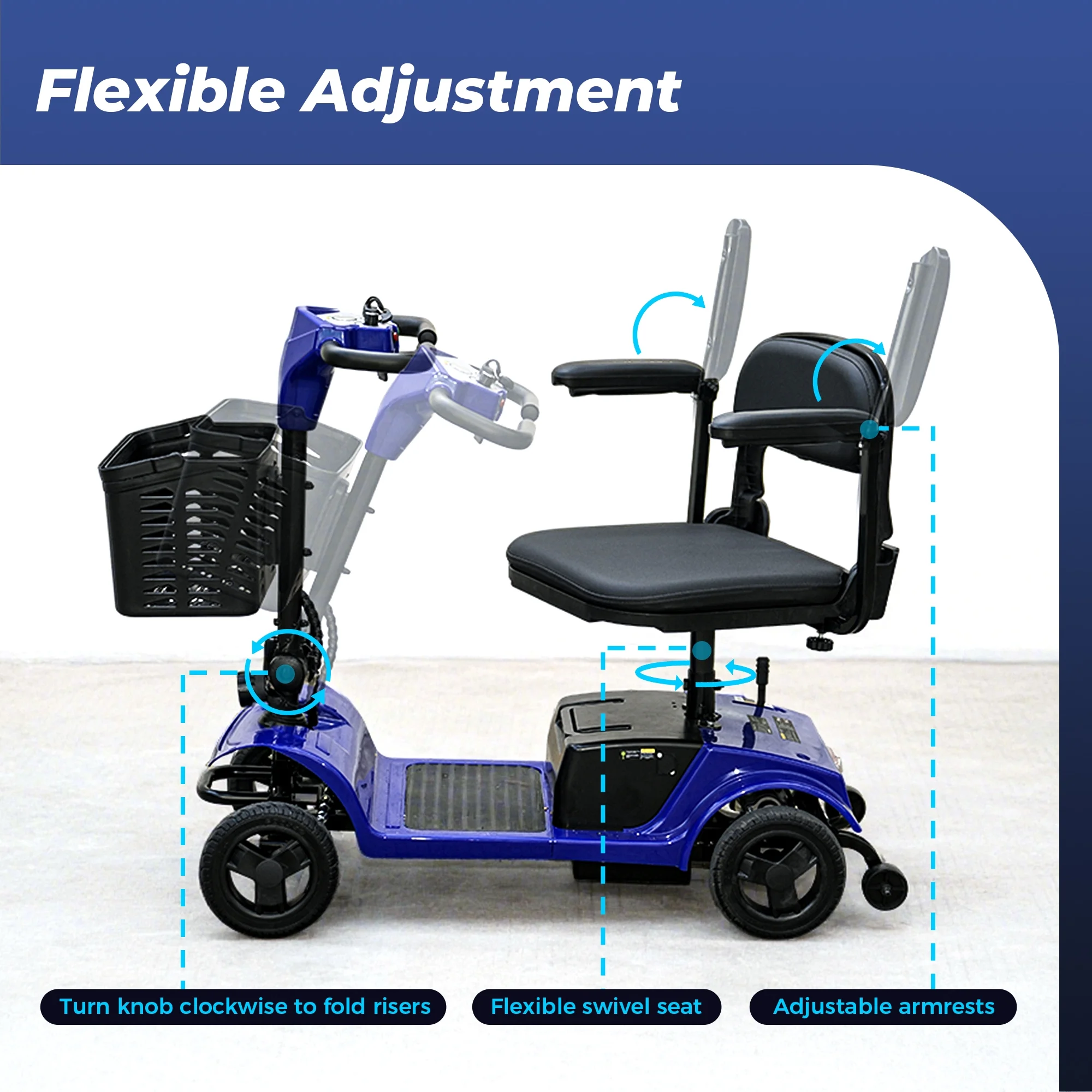 iScooter 4 Wheel Mobility Scooter for Seniors, Wider Seats & Foldale Electric Wheelchair Device for Travel, Upgraded for Superior Performance, Red - Image 15