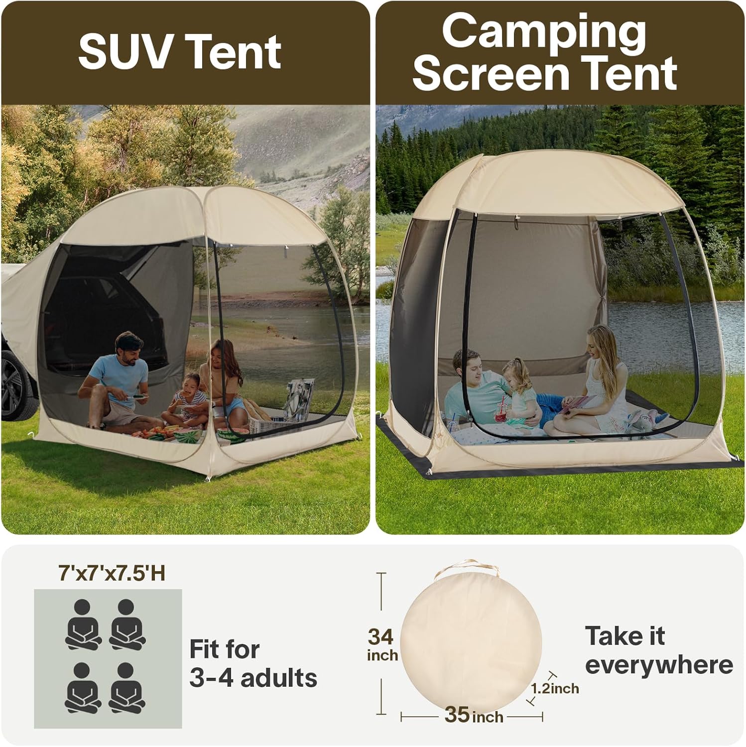Screen gazebo sleeps 6-10-15 people Igloo-style canopy tent mosquito net on the sides Perfect