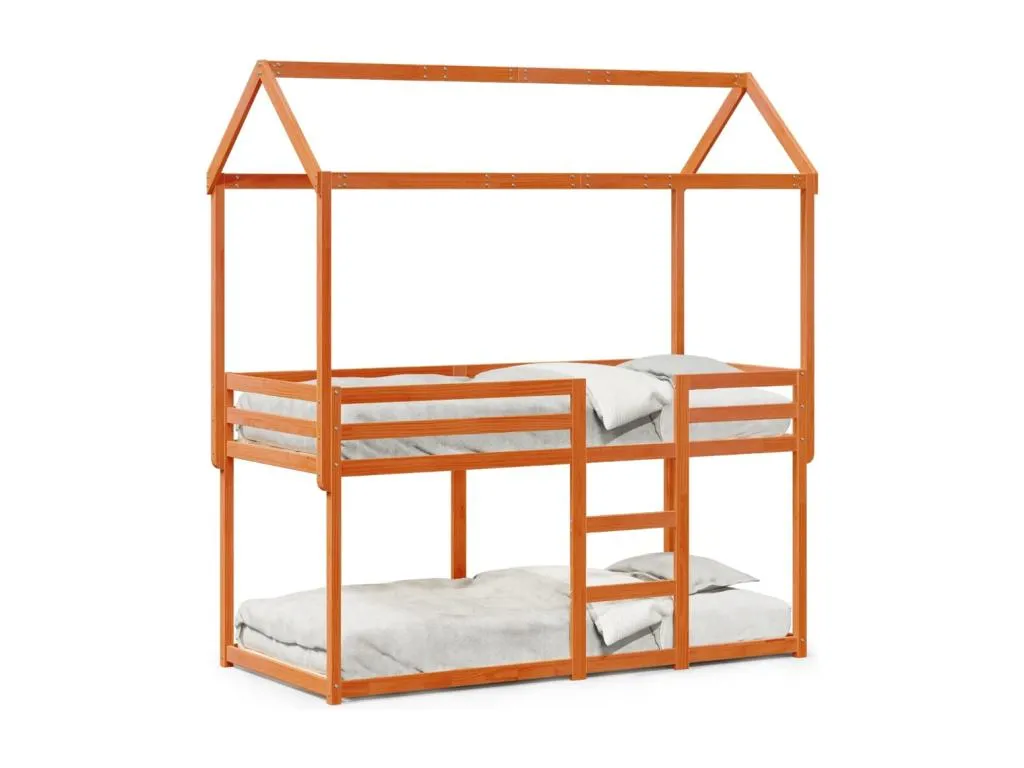 Cama litera con techo Andreuworldcasa maciza Andreuworldcasa marrón 80x200 cm