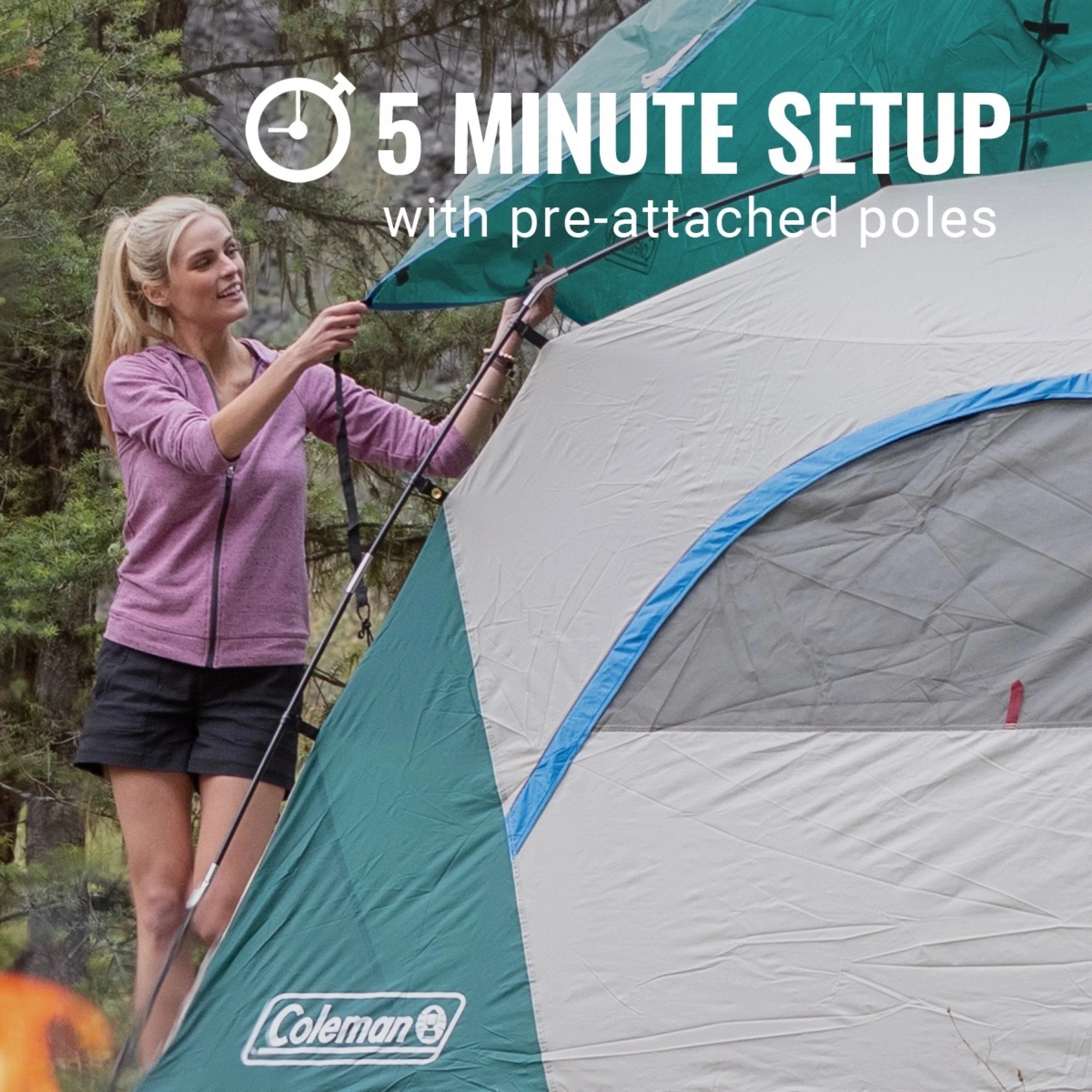 Coleman Skydome Camping Tent, 2 Person, Evergreen - Image 6 Coleman Skydome Camping Tent, 2 Person, Evergreen - Image 6