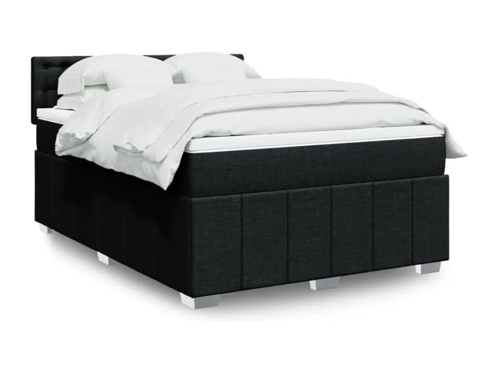 Cama box spring con colchón tela negro 140x200 cm izo3522581