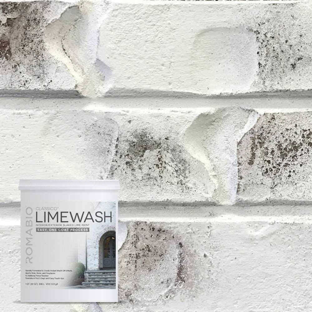 ROMABIO 1 qt. Bianco White Limewash Interior/Exterior Paint(Bianco White/1 Qt)