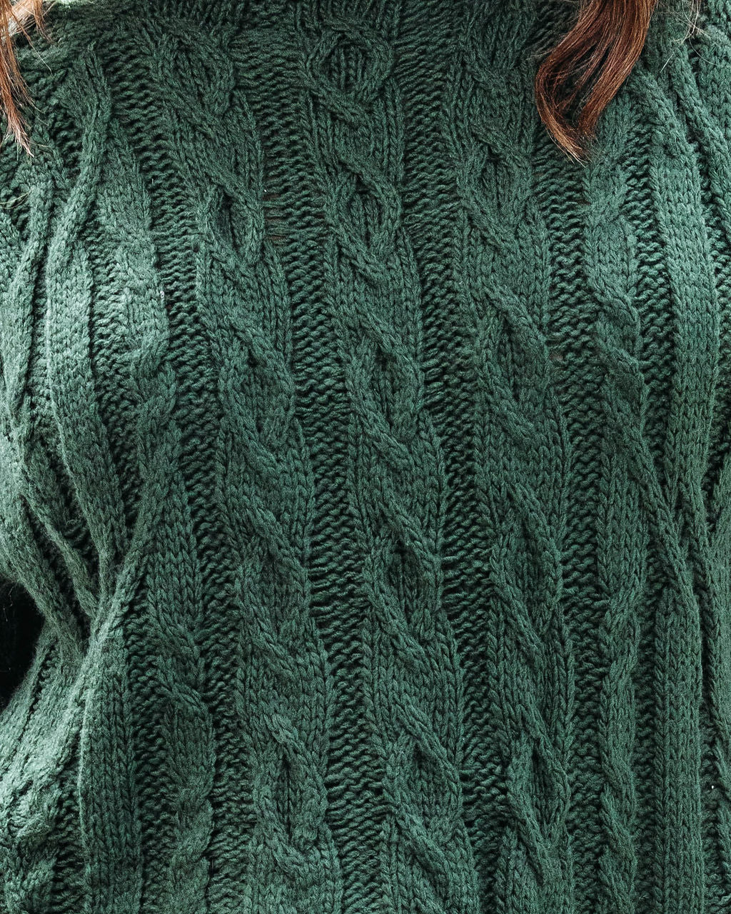 Once Upon A Fall Cable Knit Turtleneck Sweater - Hunter Green - Se7enfashion