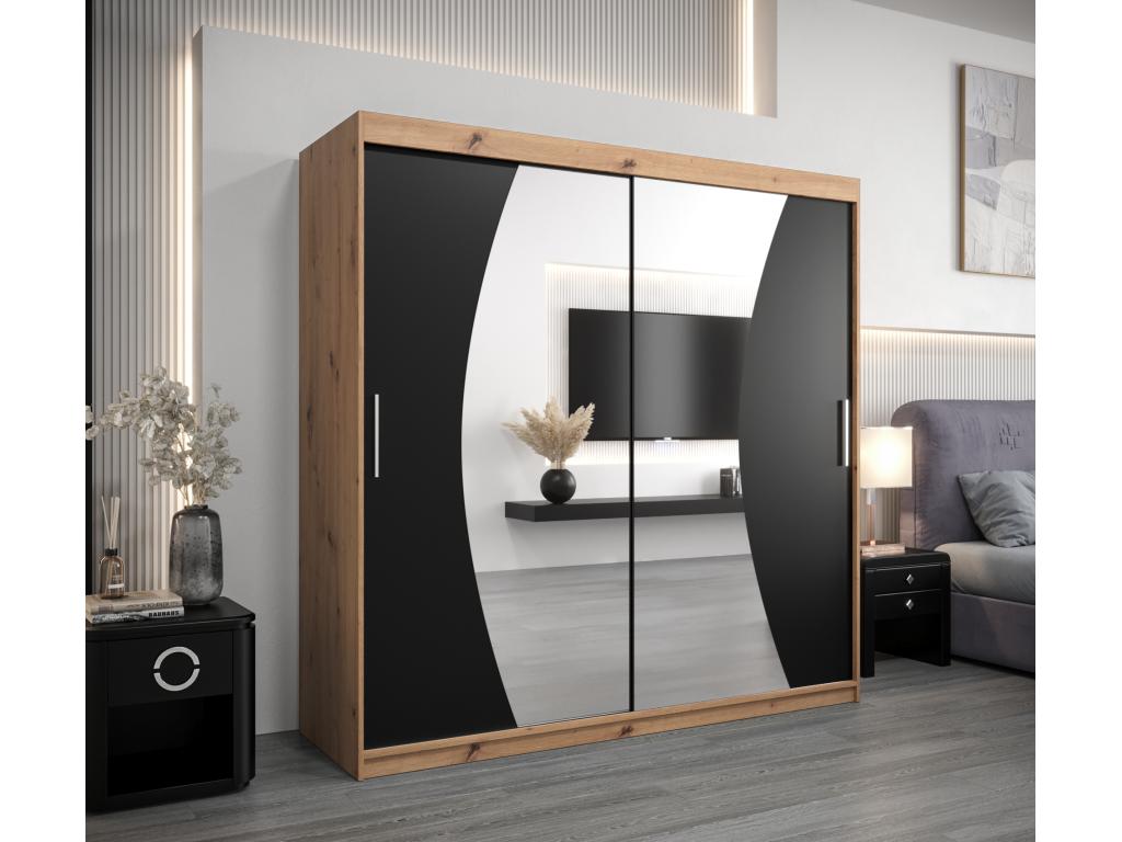 Armario Wave de puertas correderas 200/200/62 2 puertas (artisan/negro)