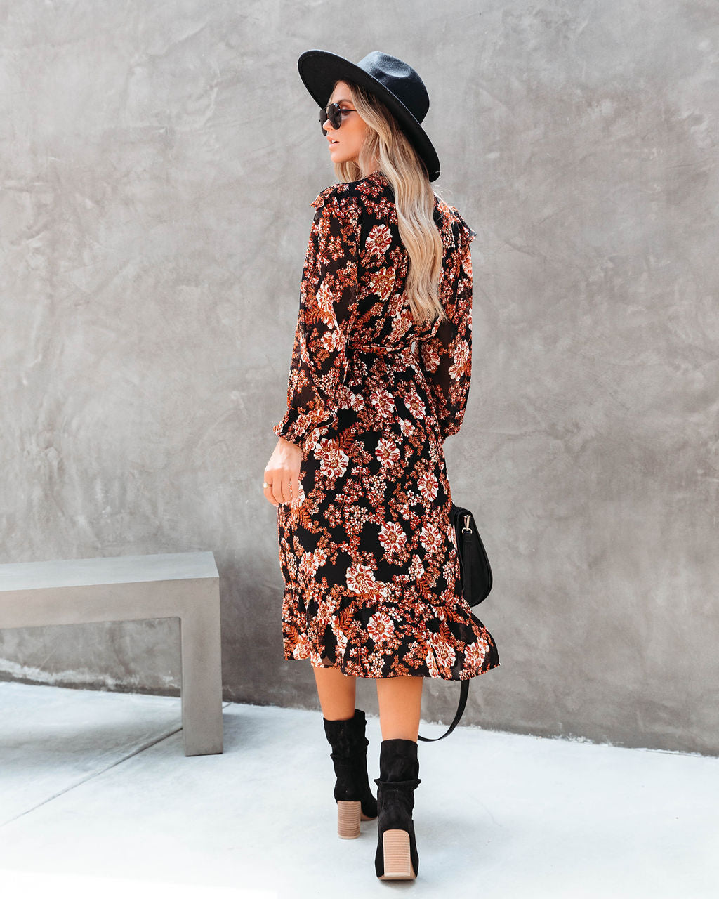 Saffron Floral Midi Dress - Se7enfashion