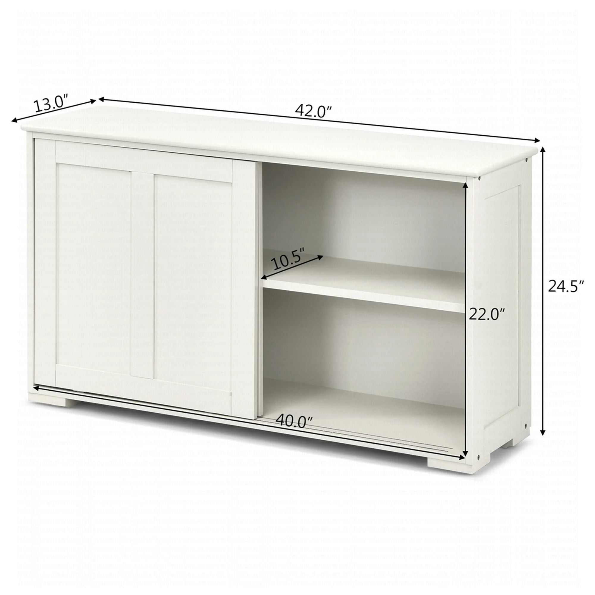 Costway Kitchen Storage Cabinet Sideboard Buffet Cupboard Wood Sliding Door Pantry White - Image 4