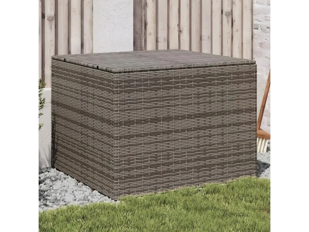 Caja de almacenaje de jardín ratán sintético gris 291l maa3116443