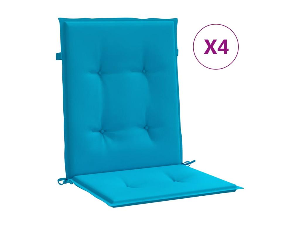 Cojín silla jardín respaldo bajo 4 unidades tela Oxford azul