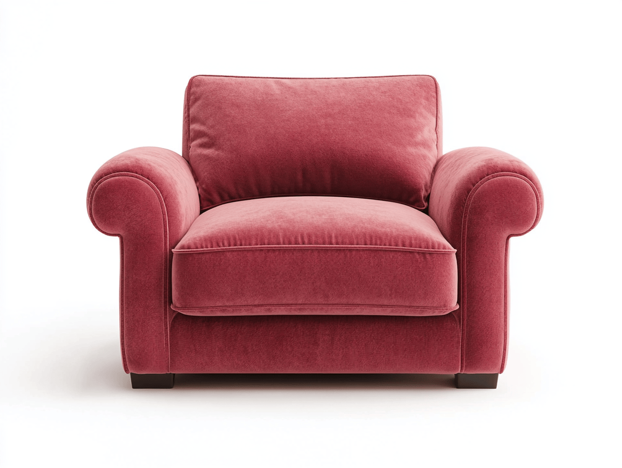 Sillón de lujo en color rojo con respaldo acolchado y patas negras 90x85x85 cm
