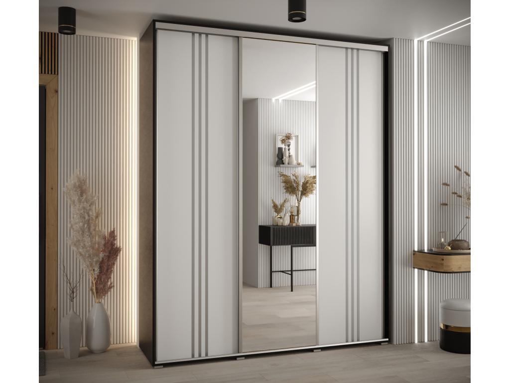 ARMARIO Hominor 7 DE PUERTAS CORREDERAS 235 - 2/200/45 3 puertas Negro/Blanco/Plata