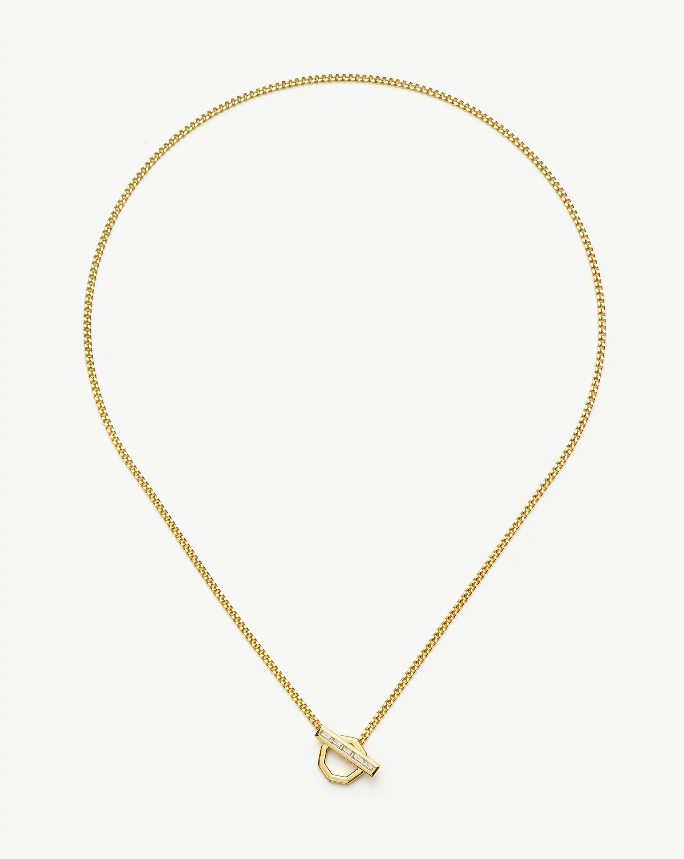Lucy Williams T-Bar Hex Pendant Necklace | 18ct Gold Plated