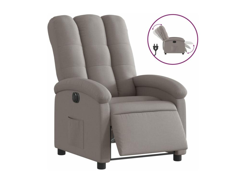 Sillón reclinable eléctrico tela gris taupé
