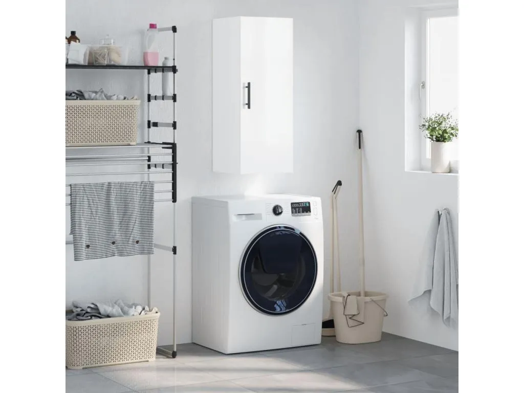 Armario de pared blanco brillante 34.5x34x90 cm 59739uzgn