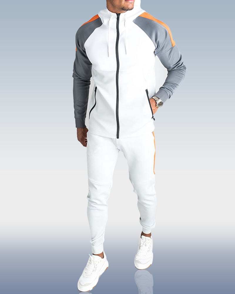 Men's Contrast Color Casual Sports Two Piece Set