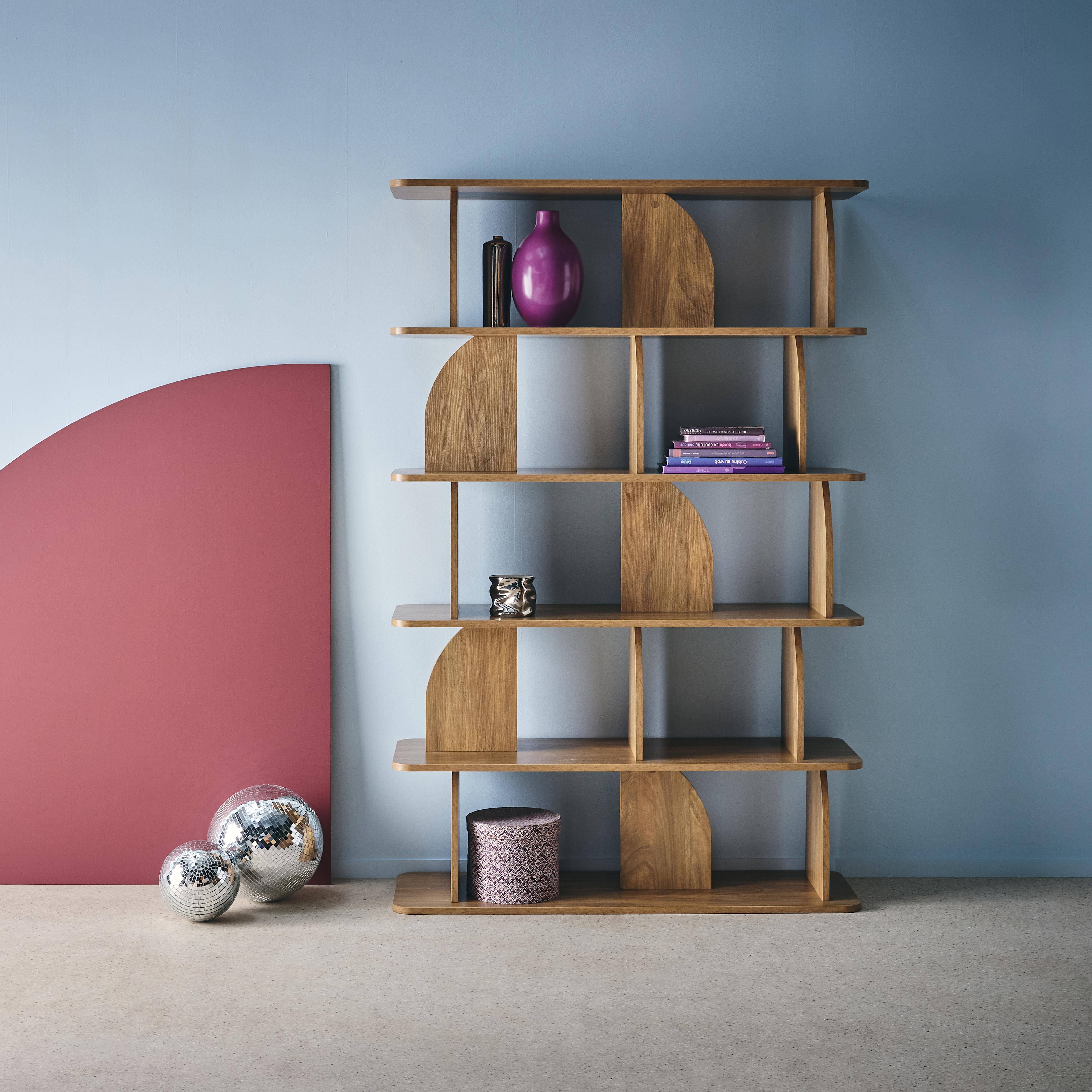 Alva - Estantería, biblioteca con decoración estilo madera, 5 niveles