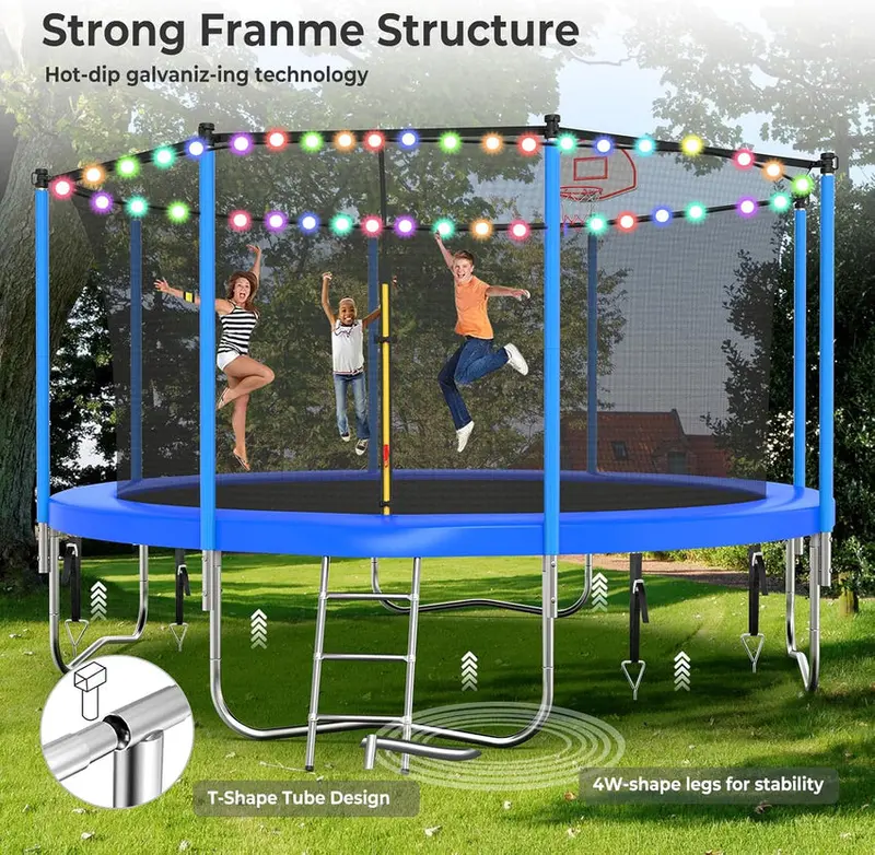 Trampoline With Enclosure Net And Adjustable Basketball Hoop - 8ft, 10ft, 12ft, 14ft, 15ft, 16ft - Image 3 Trampoline With Enclosure Net And Adjustable Basketball Hoop - 8ft, 10ft, 12ft, 14ft, 15ft, 16ft - Image 3