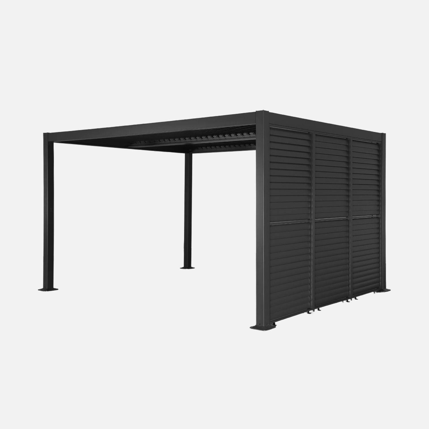 Palace 3x4m + accesorios - Pérgola bioclimática de aluminio y acero 3x4m + 3 persianas de 1m con lamas orientables