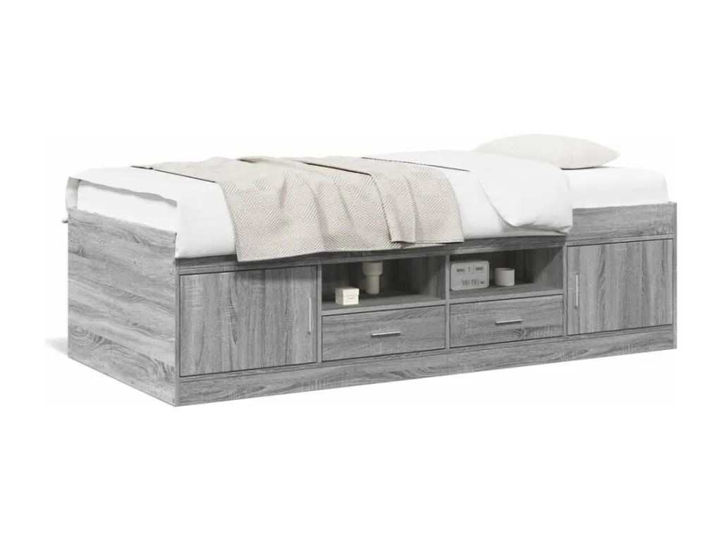 Sofá cama con cajones sin colchón gris Habitarluz 100x200 cm 16474ARXD