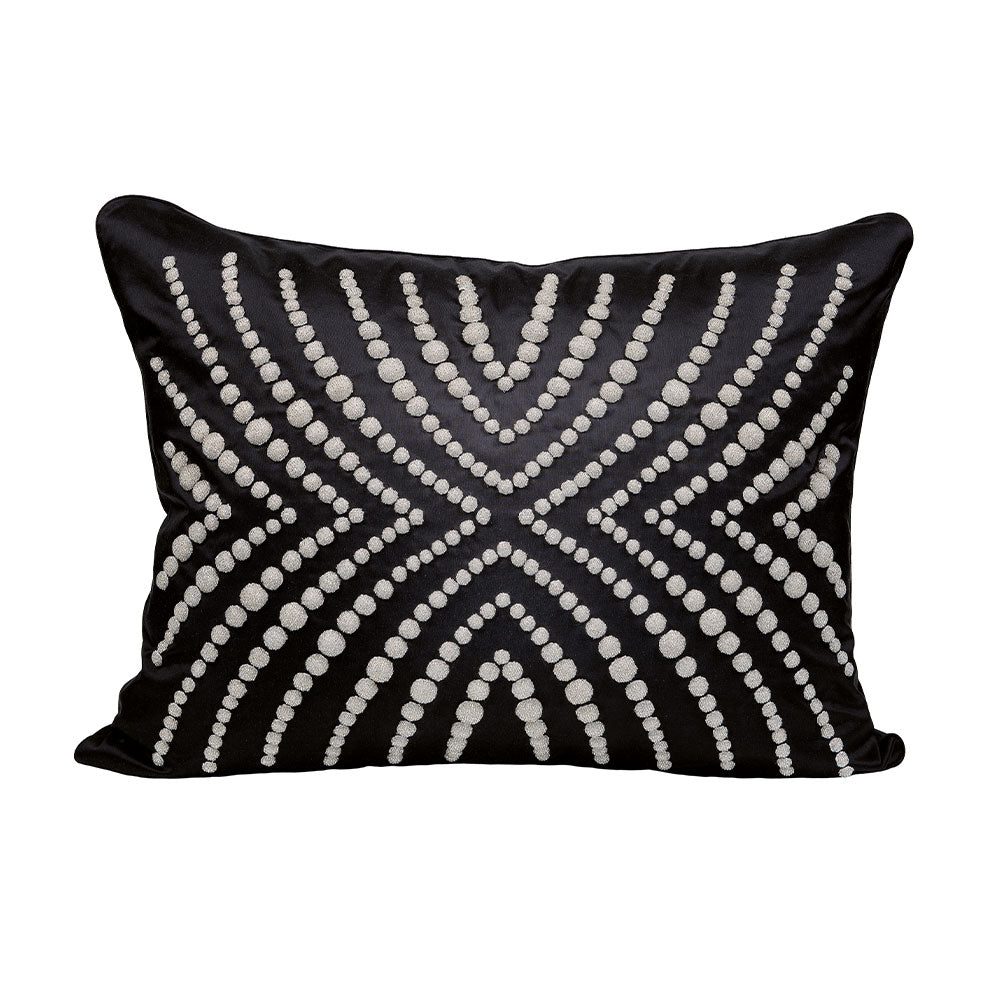 COUSSIN PERLÉ COUTARD - SOIE NOIRE, PERLÉ ARGENT, GRAND MODÈLE