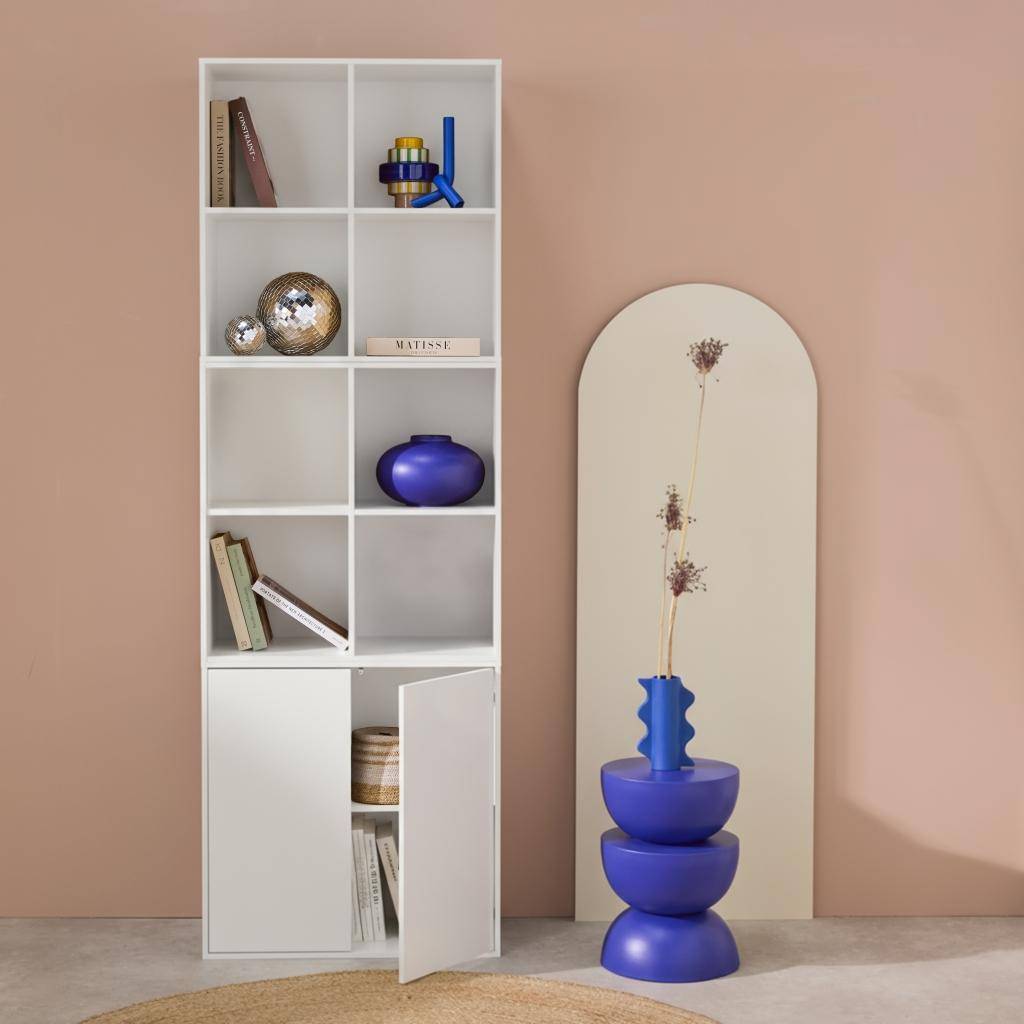 Kompo - Estante, biblioteca modular con 2 puertas y 8 nichos
