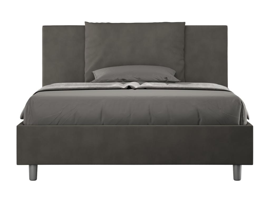 Cama doble con somier acolchada 140x210 microfibra gris Antea