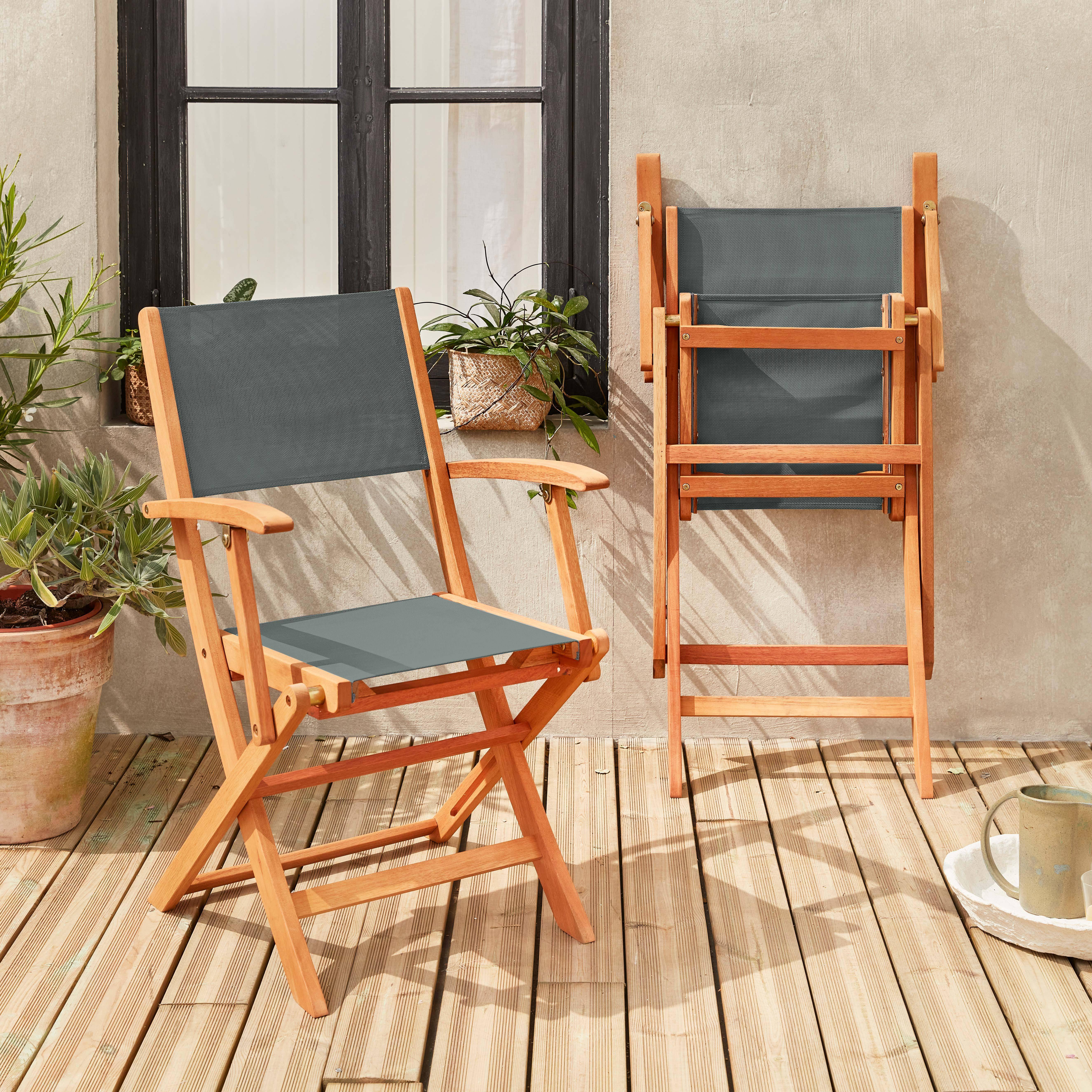 Almeria - Silla de jardín plegable de madera de eucalipto, set de 2