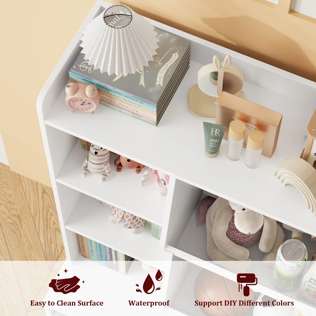 Hiphuta Large Toy Storage Organizer with 4 Shelves, 8 Cube Storage Kids Bookcase for Playroom, Toy Organizer for Kids, White - Image 7