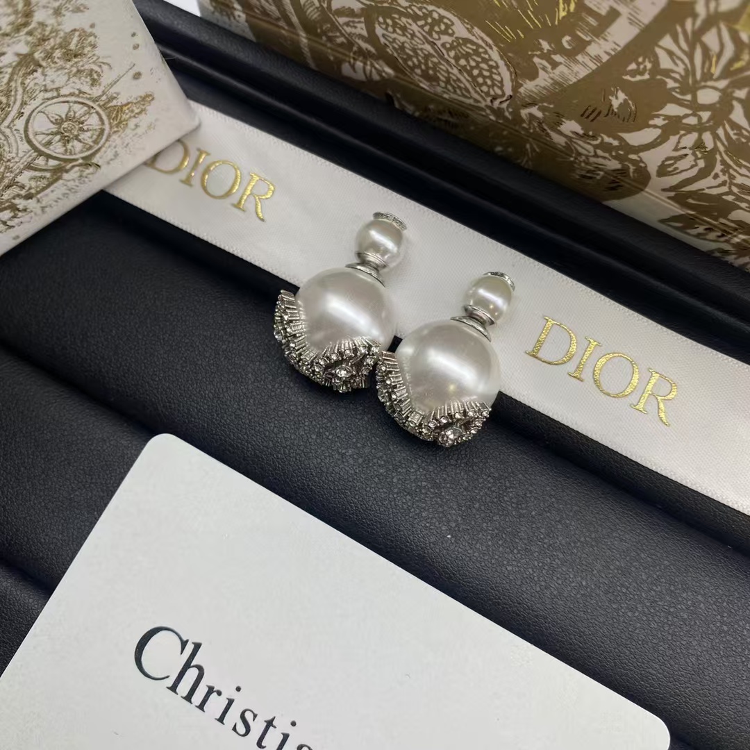 Dior Butterfly Paved on Pearl Stud Earrings - Original Replica Club