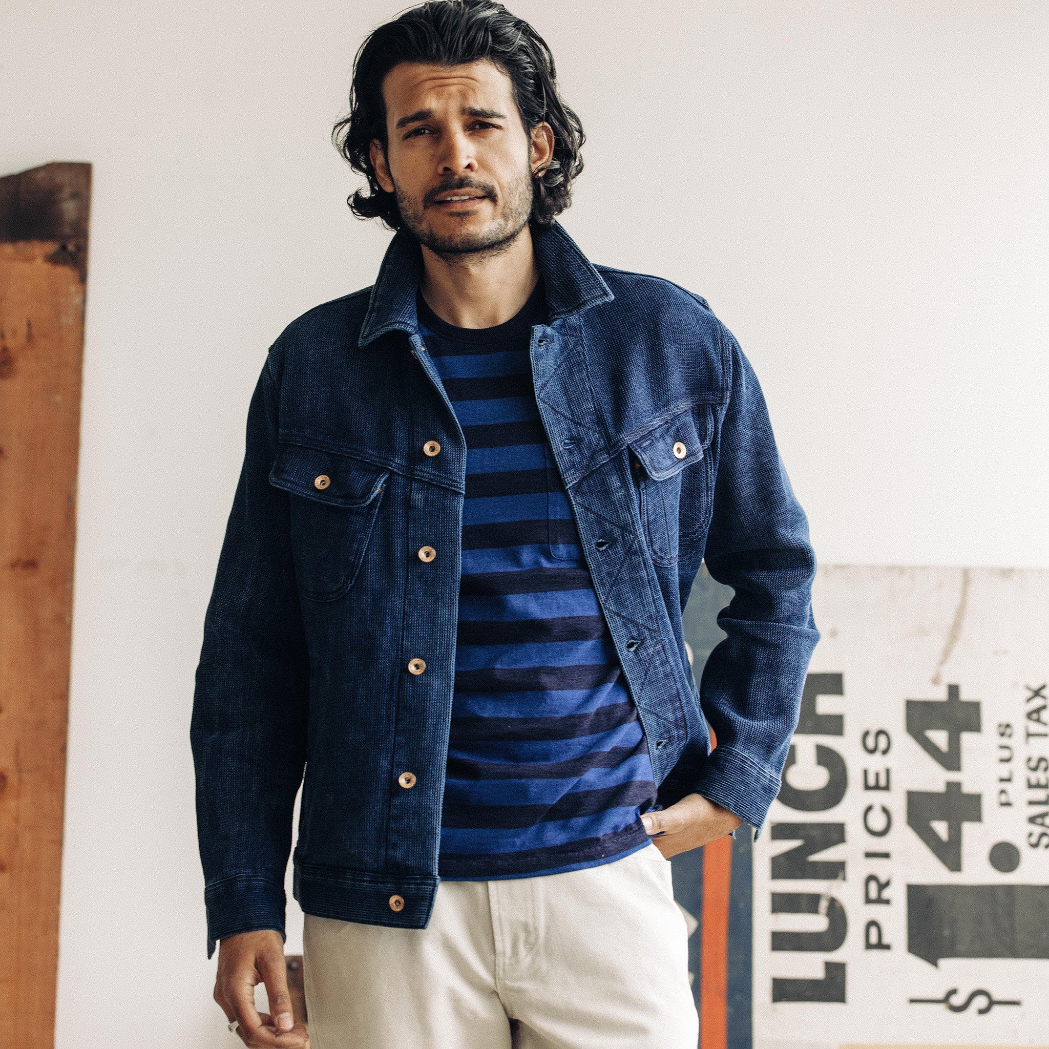 The Long Haul Jacket in Indigo Waffle