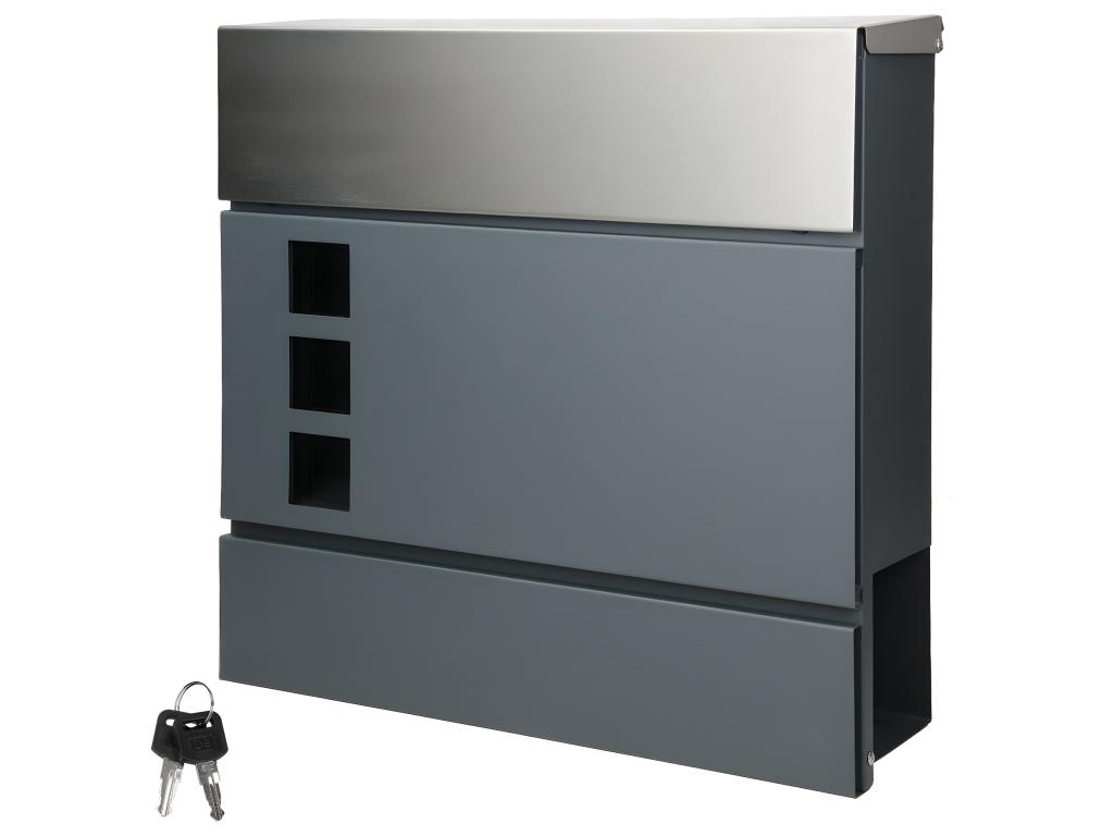 Buzón de pared con compartimento para periódicos 3 ventanas Laocacasas