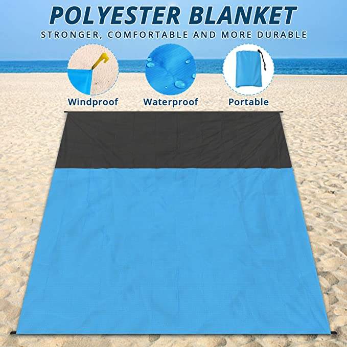 Waterproof Pocket Beach Blanket Easily Fits Into Small Bag Water Resistant Outdoor Beach Mat