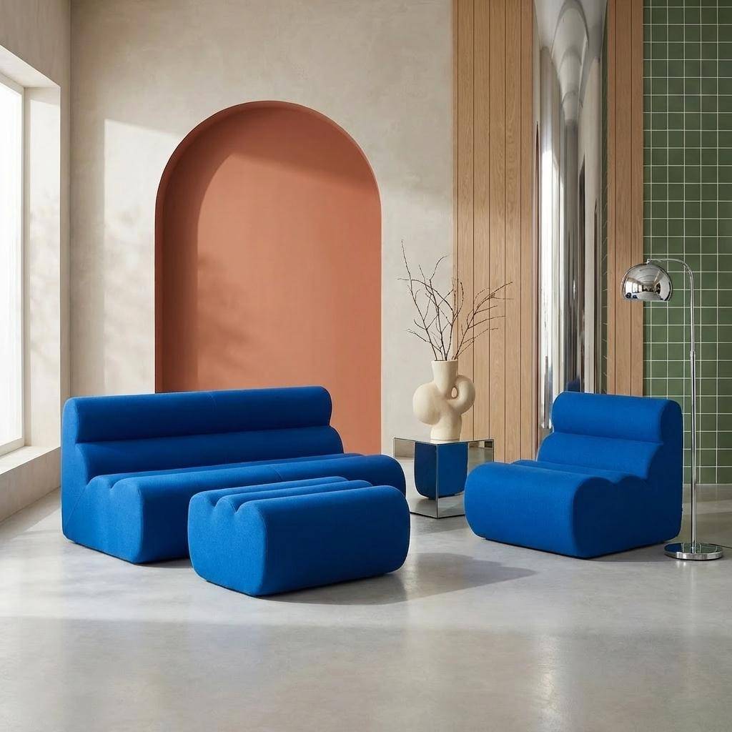 Nova tejido - Sofá modular de tela con reposapiés, 3 plazas