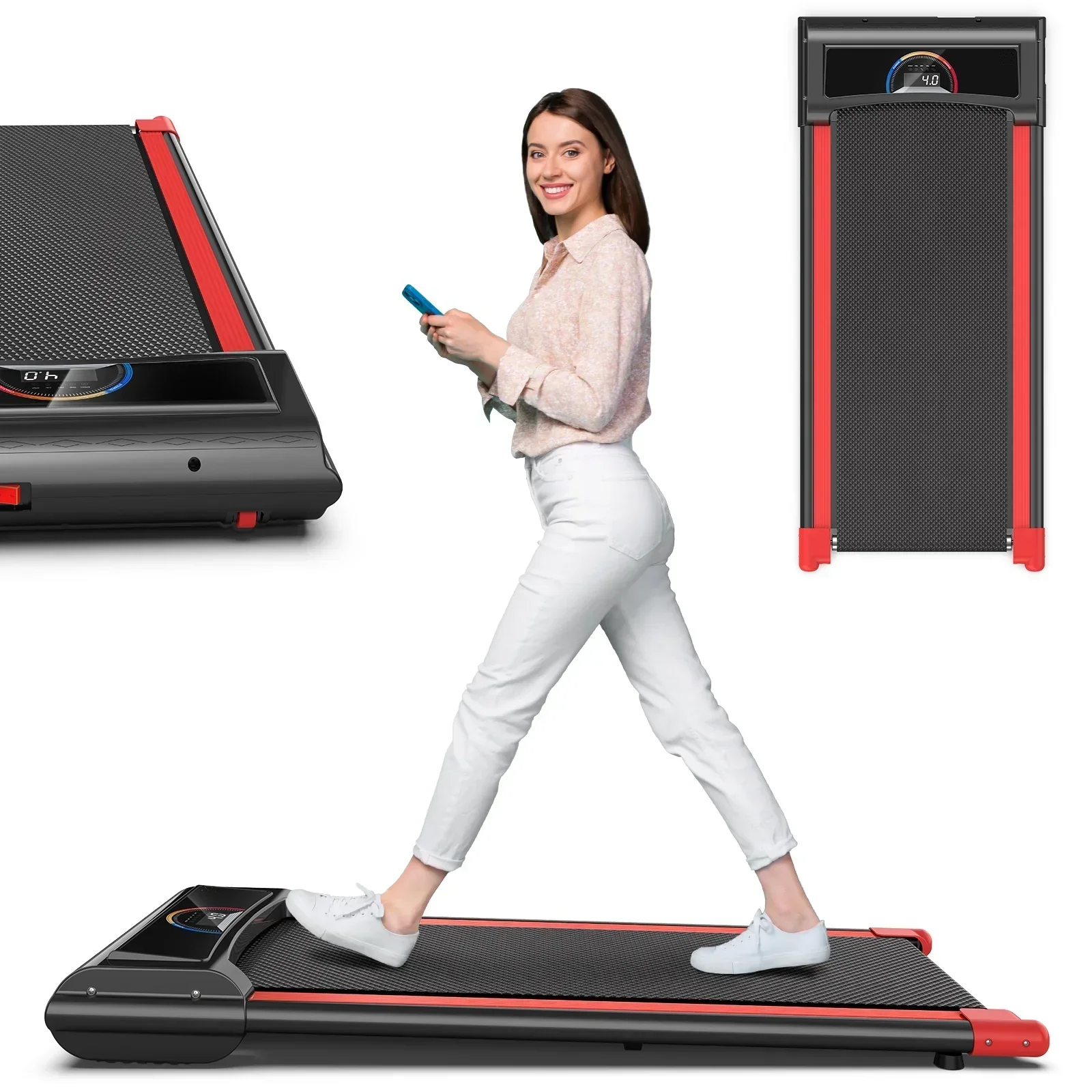FLIMDER Portable Under Desk Walking Pad Treadmill, 2.5 HP, 265 lbs Capacity, LED Display - White Or Black FLIMDER Portable Under Desk Walking Pad Treadmill, 2.5 HP, 265 lbs Capacity, LED Display - White Or Black